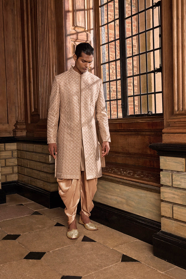 Champagne Thread Sequin Sherwani Set