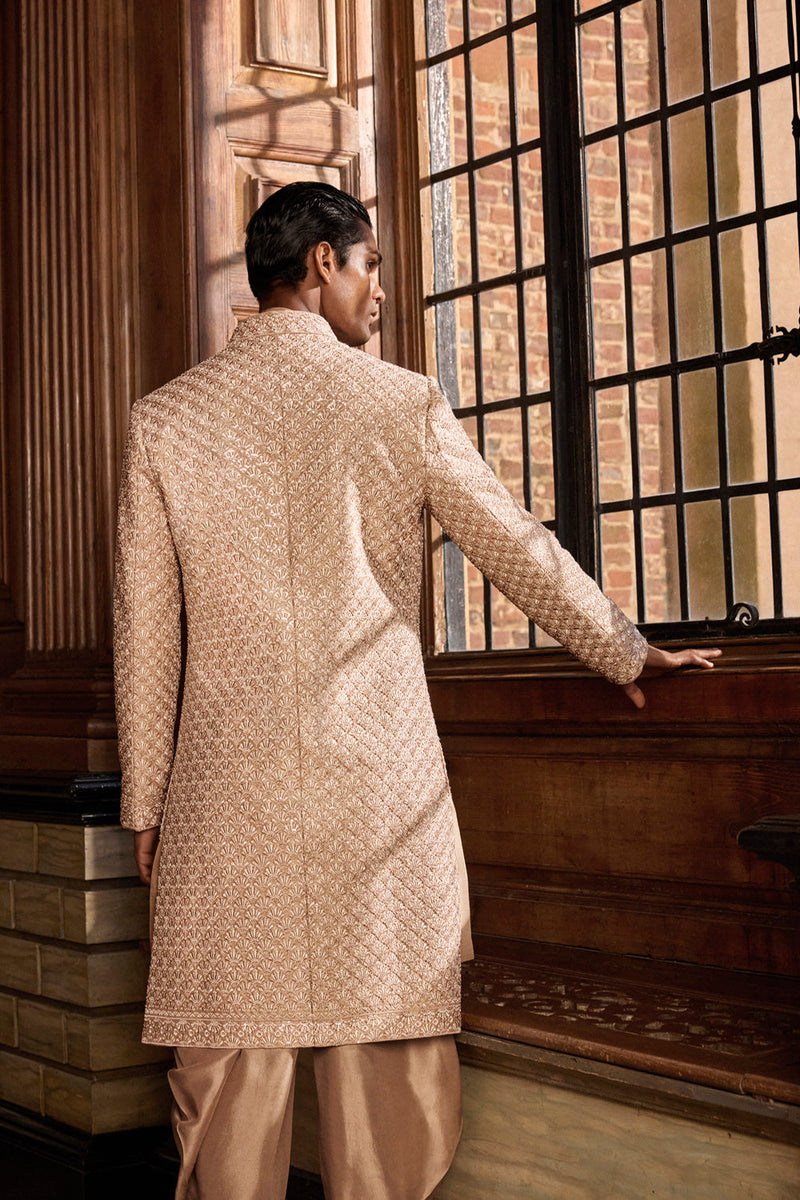 Champagne Thread Sequin Sherwani Set