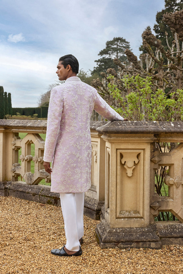 Mauve Pearl Short Sherwani Set