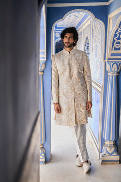 Nude Cream Sherwani Set