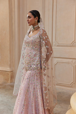 Pink Rawsilk Mirror Sharara Set