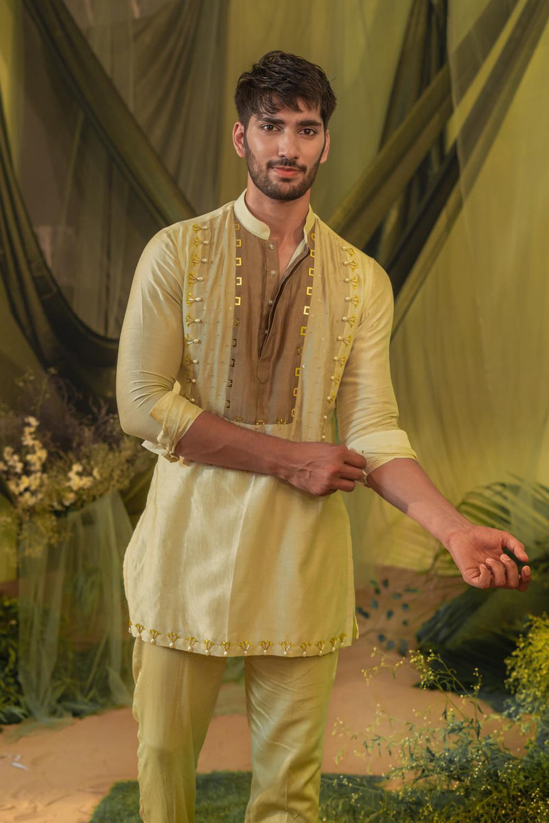 Brown Patch Short Kurta Set