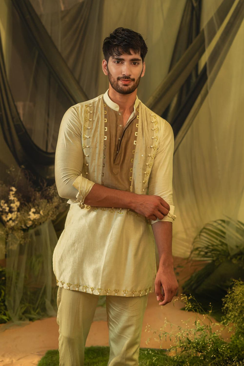 Brown Patch Short Kurta Set