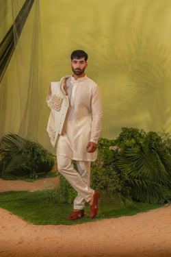 Ivory Smock Long Kurta Set