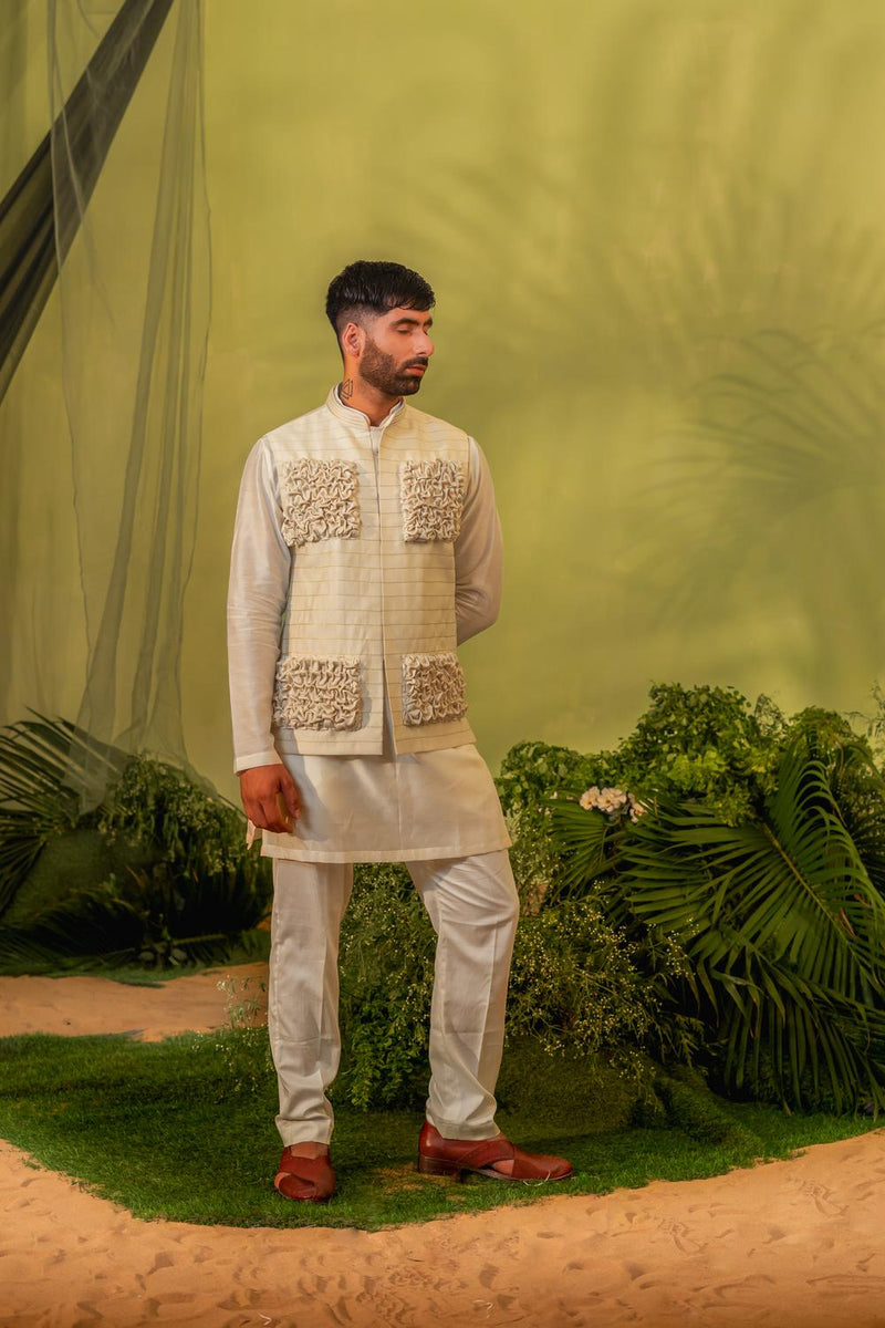 Ivory Smock Long Kurta Set