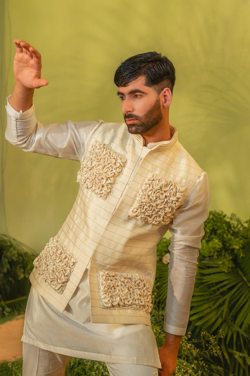 Ivory Smock Long Kurta Set