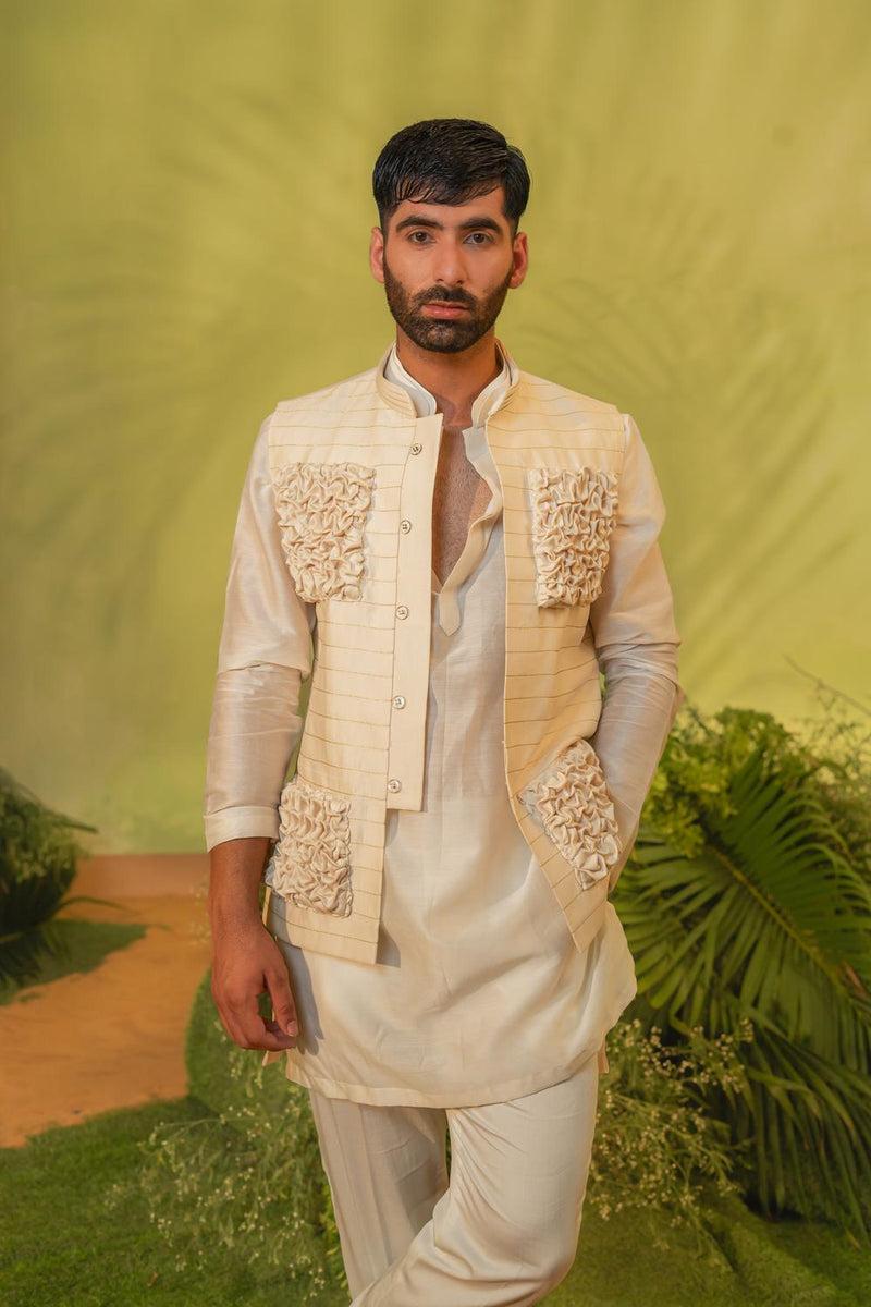 Ivory Smock Long Kurta Set