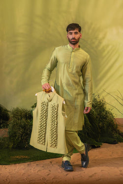 Foam Green Smock Long Kurta Set