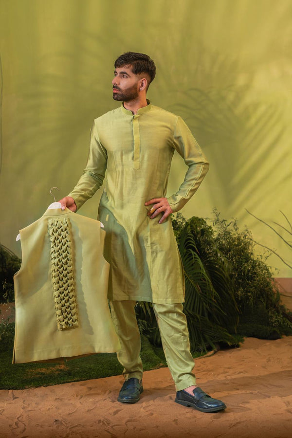 Foam Green Smock Long Kurta Set