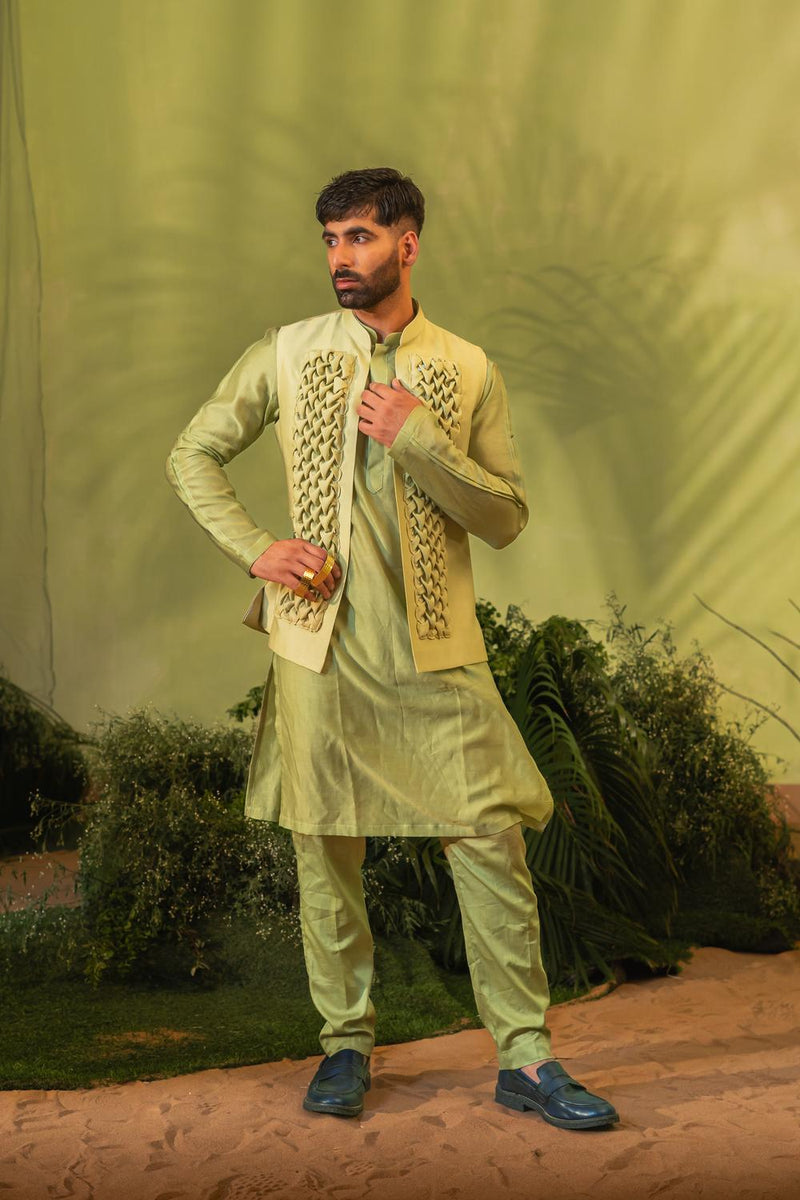 Foam Green Smock Long Kurta Set