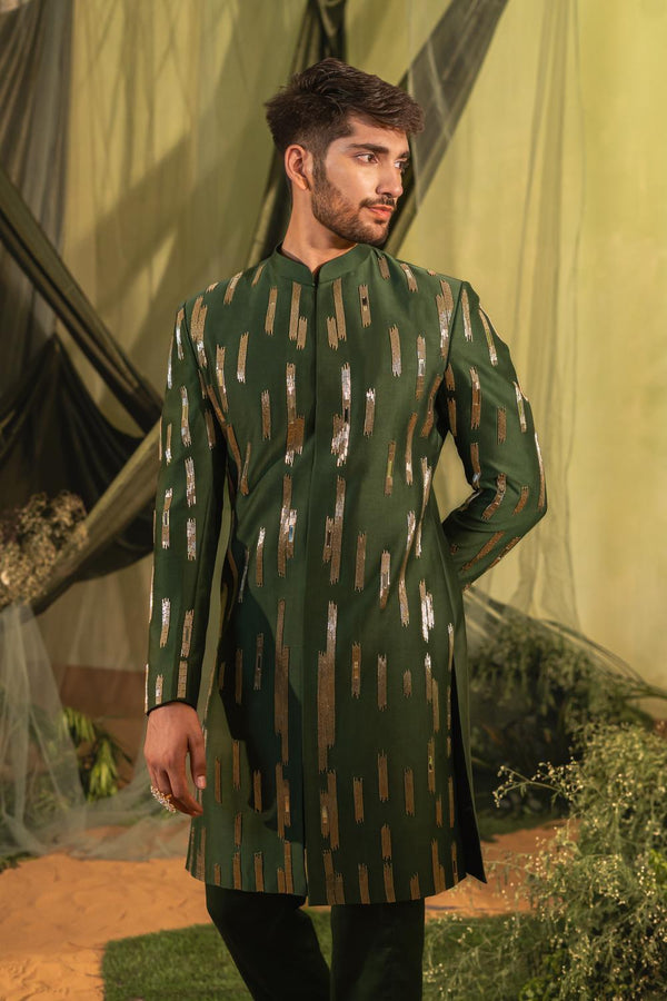 Deep Green Sherwani Set