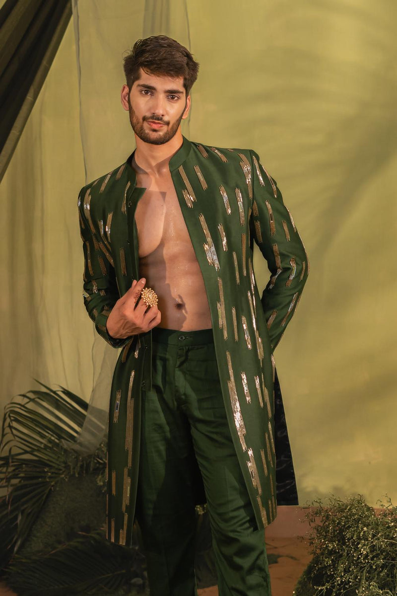 Deep Green Sherwani Set