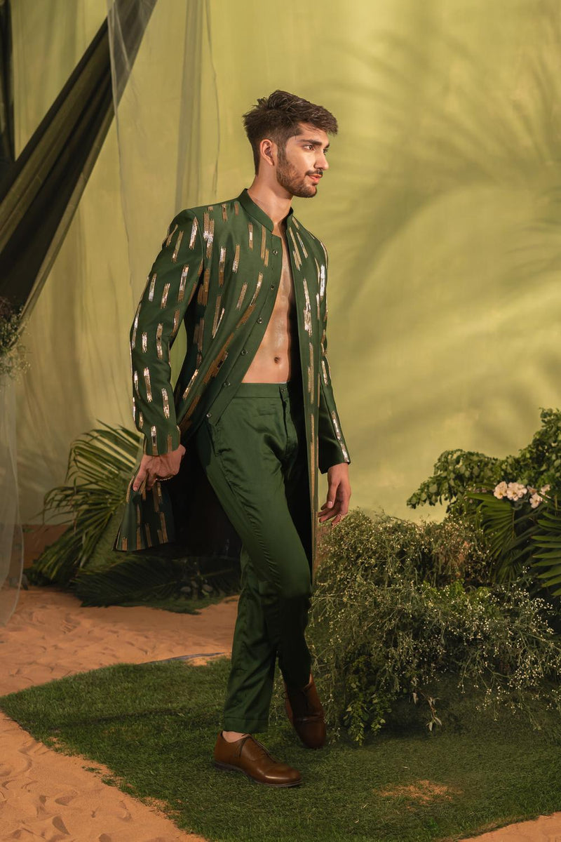 Deep Green Sherwani Set