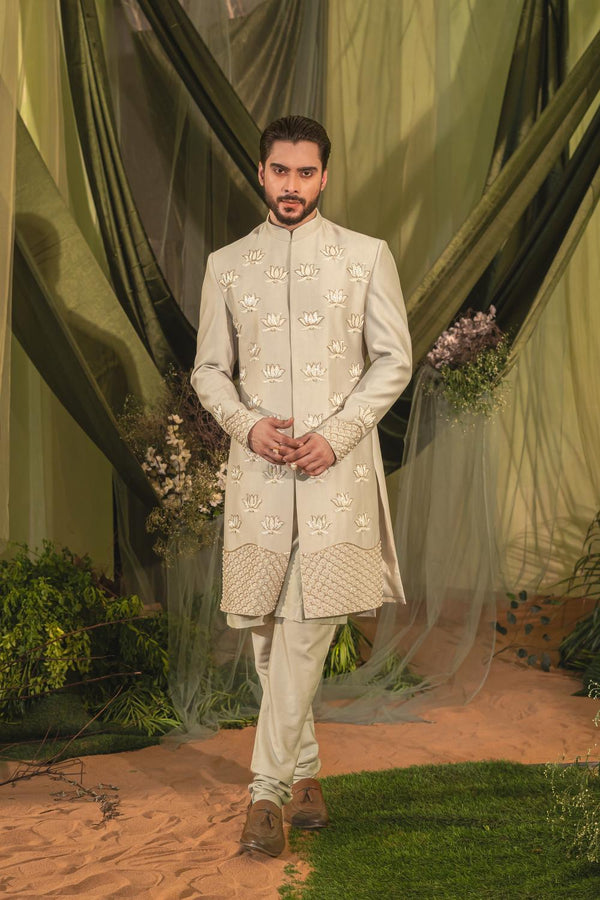 Slate Gray Sherwani Set