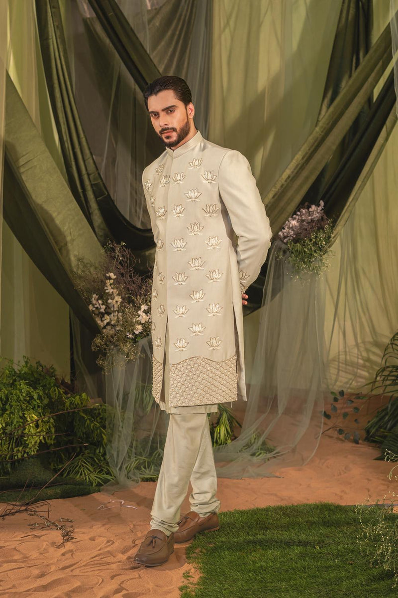 Slate Gray Sherwani Set