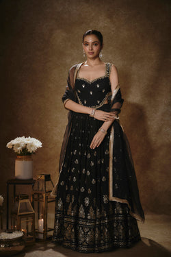 Black & Gold Lehenga Set