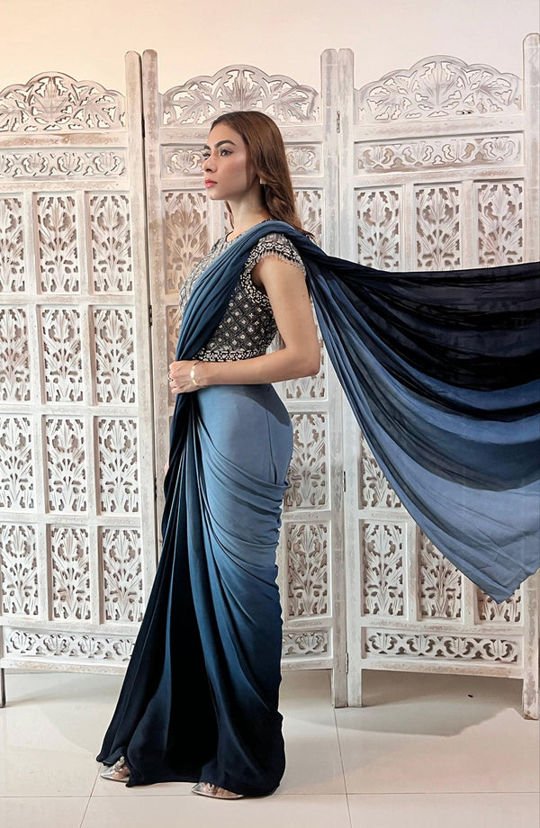 Indigo Inkwell Saree