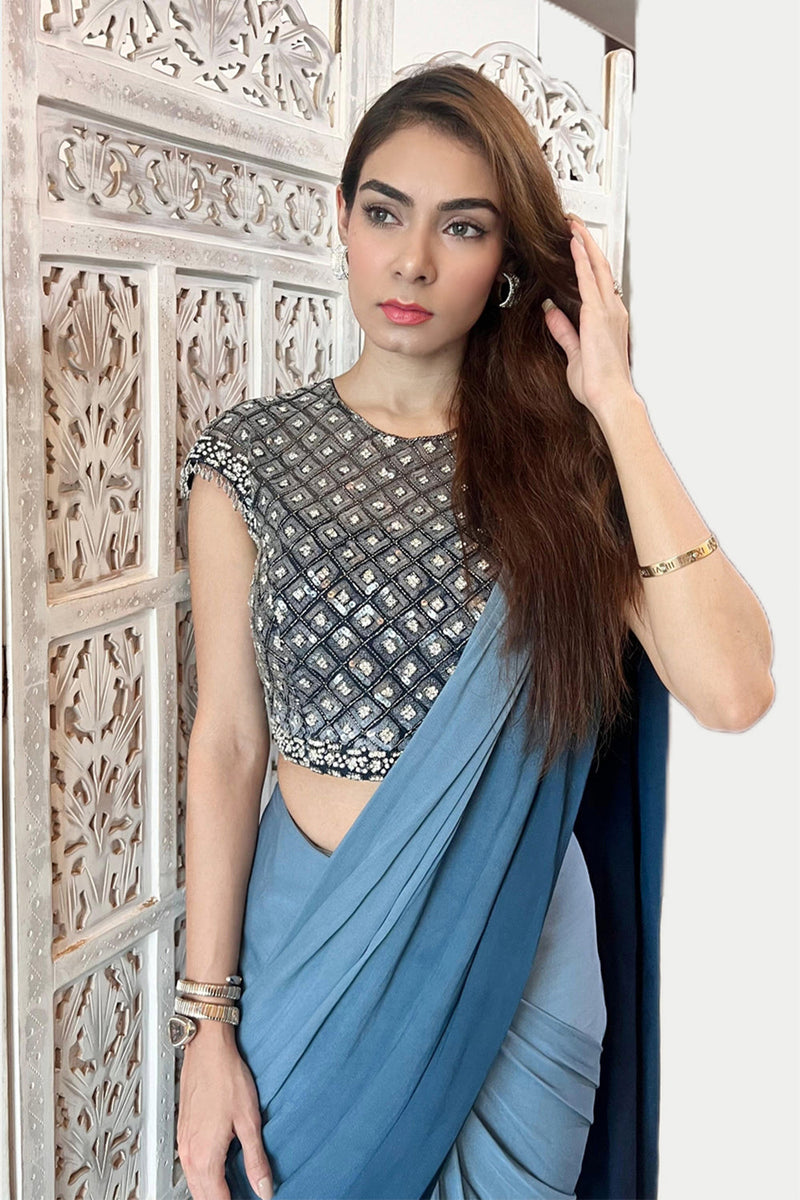 Indigo Inkwell Saree