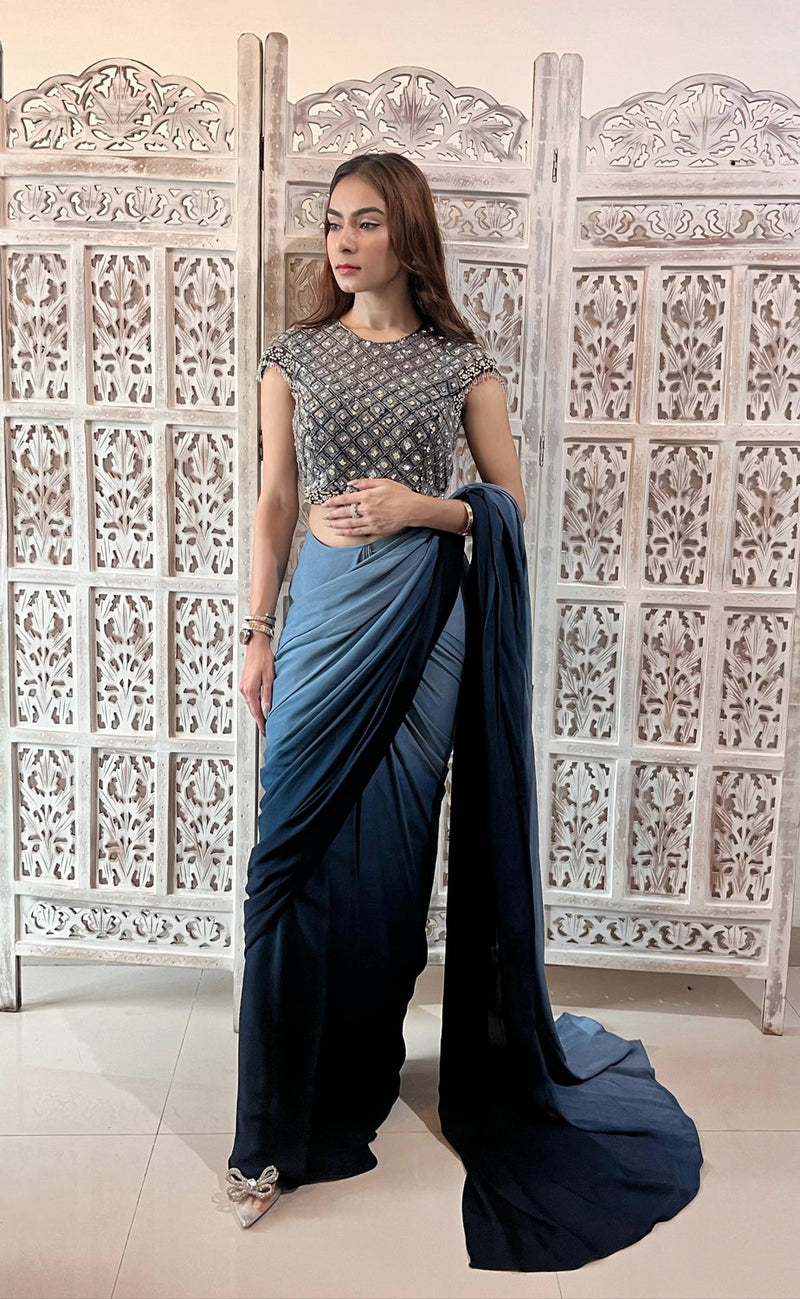 Indigo Inkwell Saree