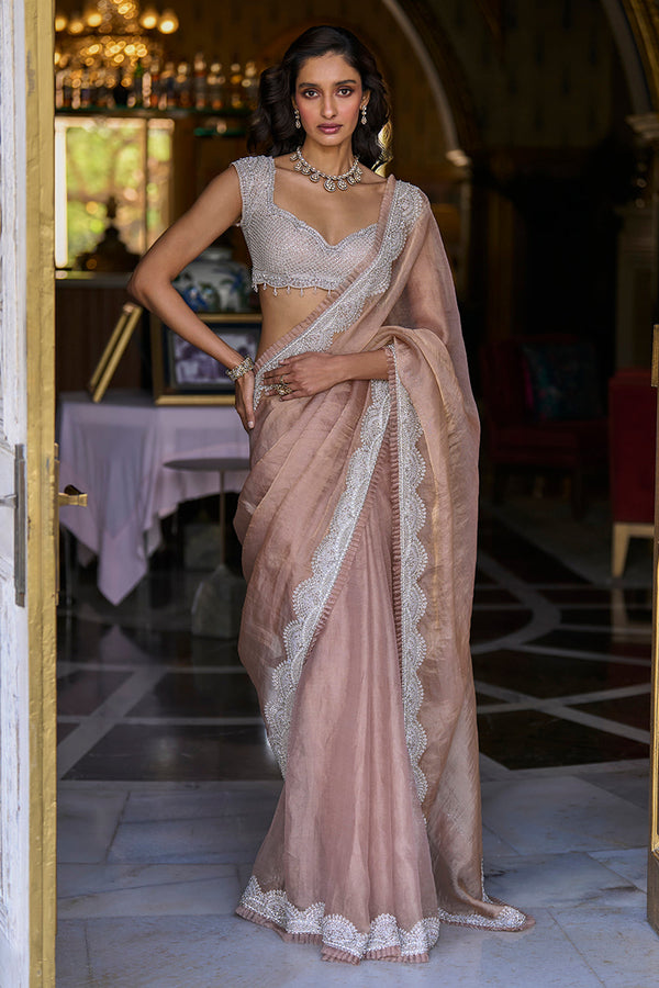 Copper Tissue Organza Saree