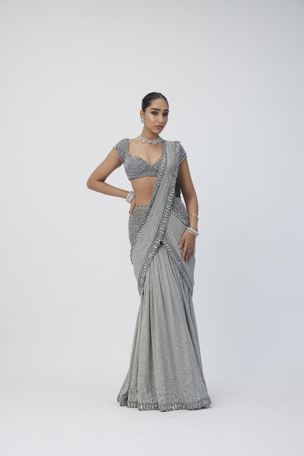 Crystal Grey Sequins Embroidered Lehenga Set