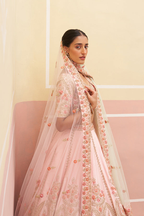 Pink Raw Silk Lehenga Set