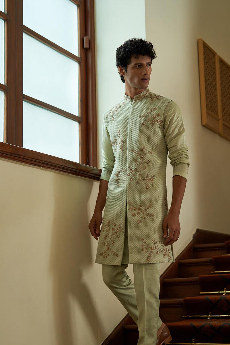 Celedon Sleeveless Sherwani