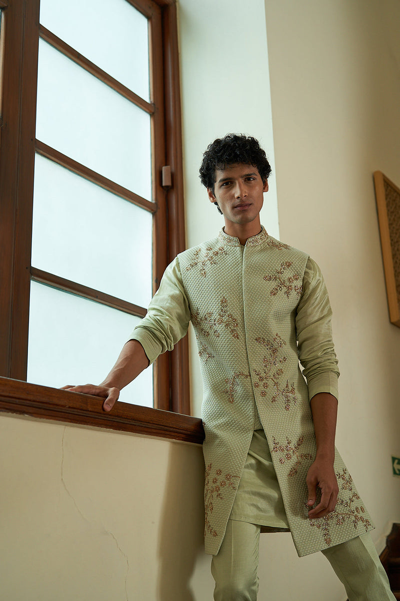 Celedon Sleeveless Sherwani