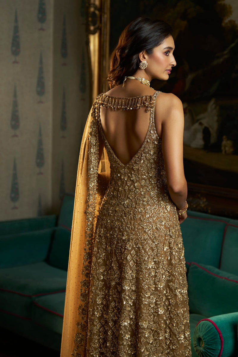 Antique Gold High-Low Sharara Set