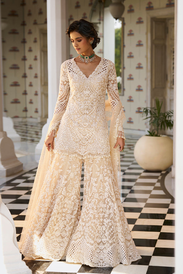 Nude Pearl Sharara Set