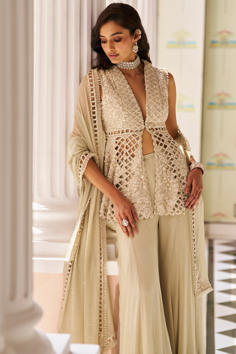 Mint Green Cut Work Sharara Set