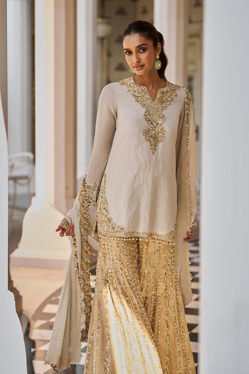 Silver Gold Sharara Set