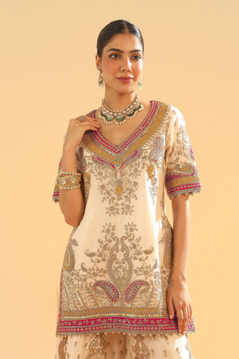 Short Kurta With Sharara And Dupatta