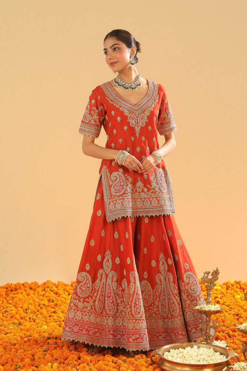 Short Kurta With Sharara And Dupatta