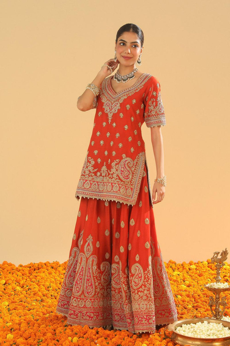 Short Kurta With Sharara And Dupatta