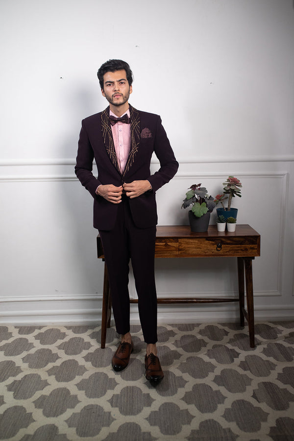 Berry Wine Tuxedo Sets