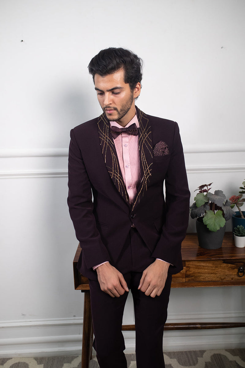 Berry Wine Tuxedo Sets