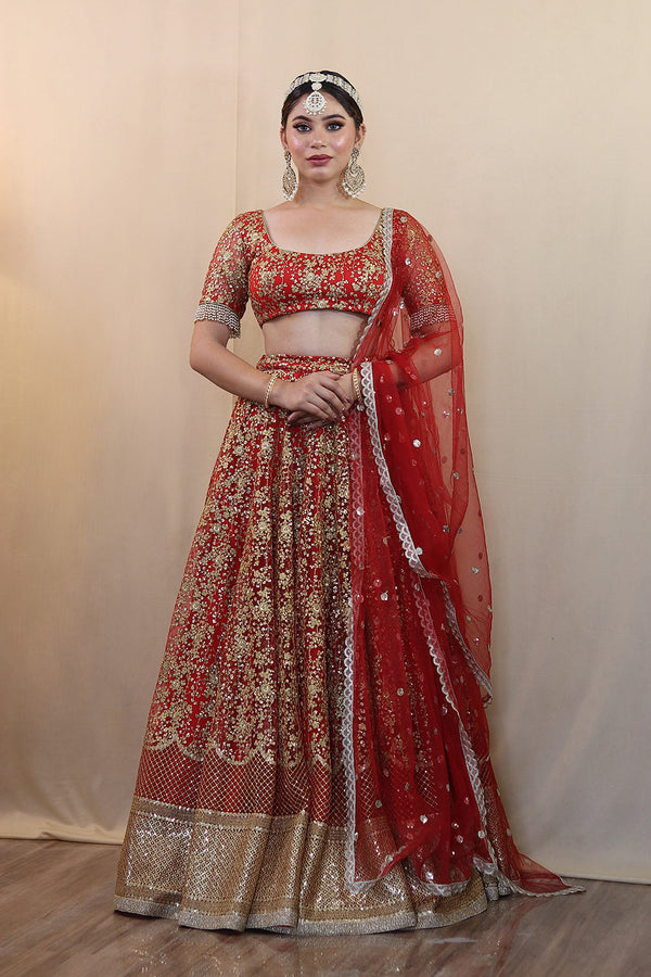 Red Gold Lehenga Set