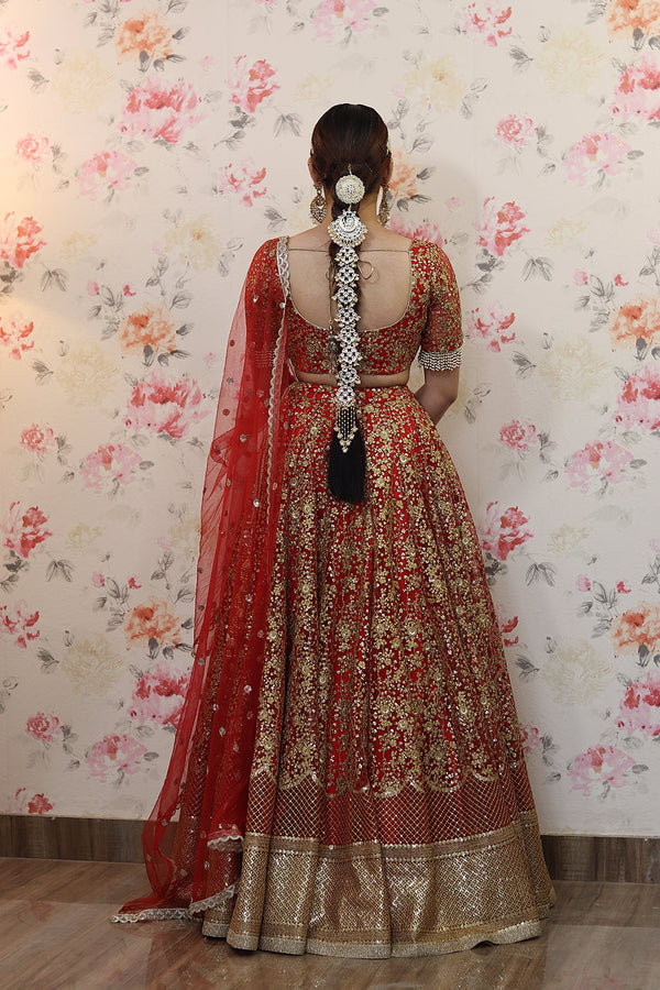 Red Gold Lehenga Set