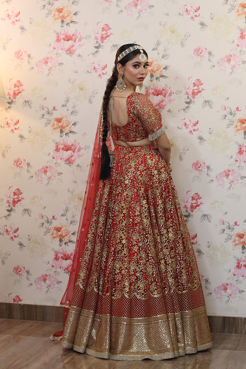 Red Gold Lehenga Set