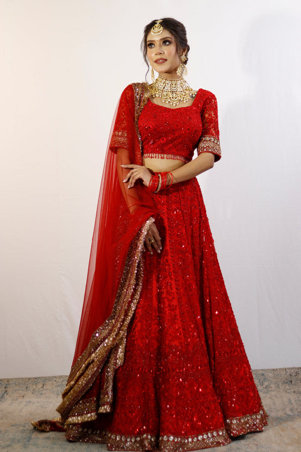 Red Bridal Lehenga Set