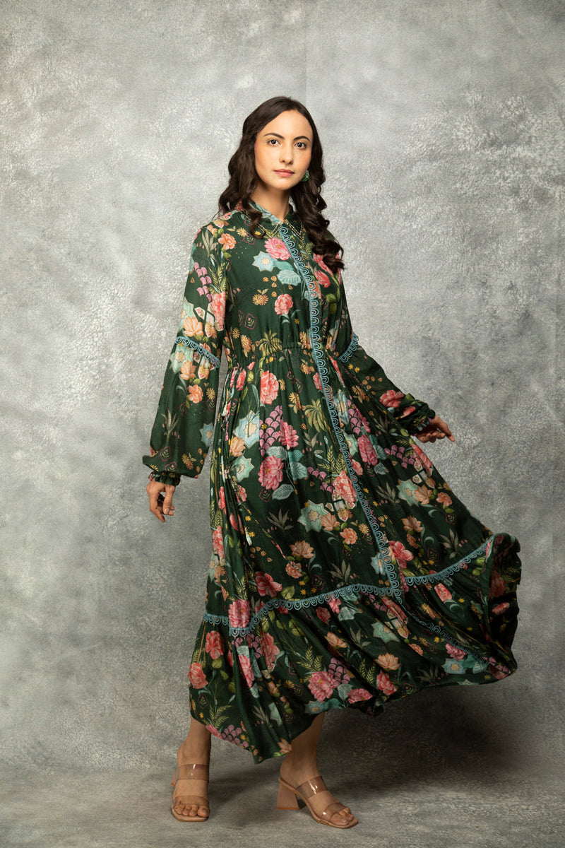 Green Floral Printed Dress