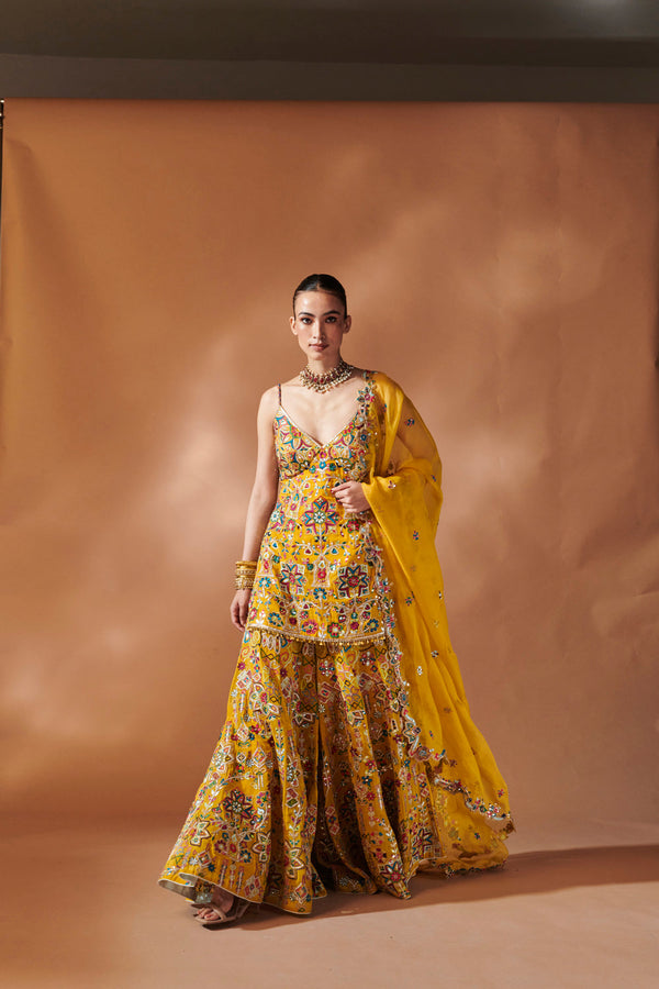 Mustard Kurta And Sharara Set