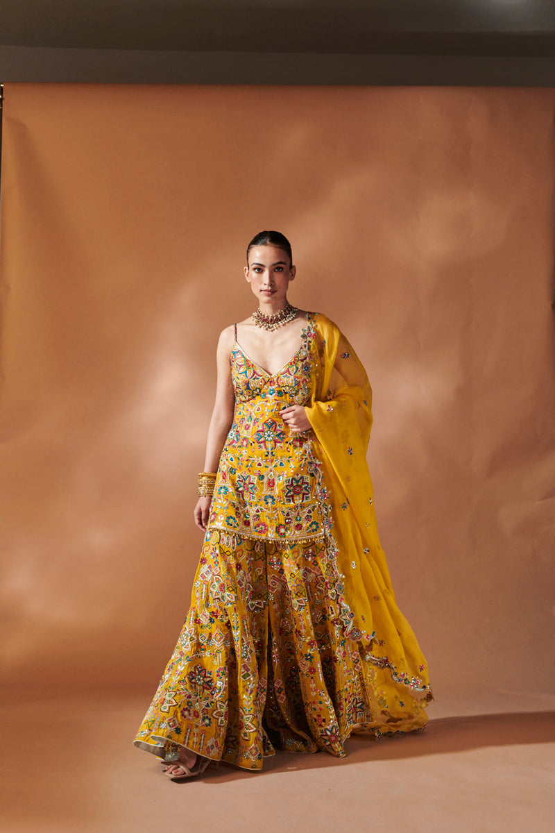 Mustard Kurta And Sharara Set