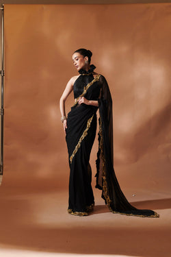 Black And Gold Saree