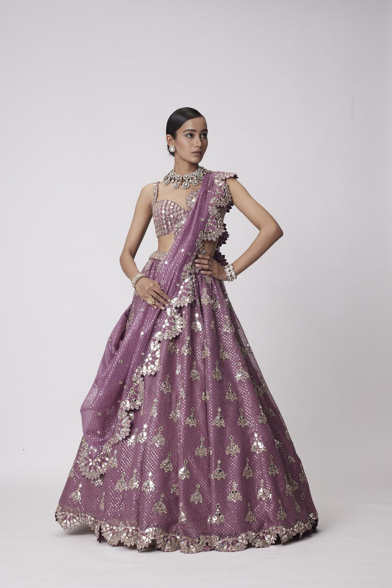 Mud  Mauve Sequin Embroidered Lehenga Set