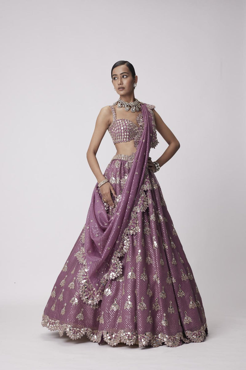 Mud  Mauve Sequin Embroidered Lehenga Set