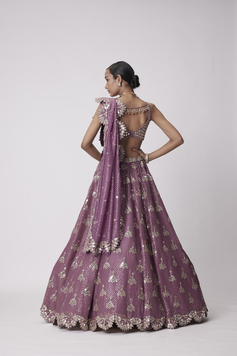 Mud  Mauve Sequin Embroidered Lehenga Set