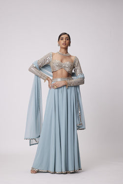 Powder Blue Lehenga Pants Set