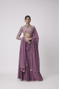 Mud  Mauve Hand Embroidered Lehenga Pants Set